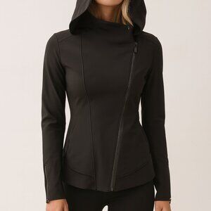 Lululemon Bust A Move Jacket Women’s Size 4 Black Hooded Peplum Reflective Zip